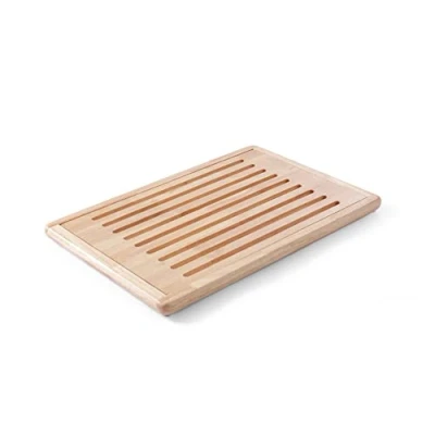 Imagen de tabla de cortar pan APS &quot;Rubberwood&quot;, cortar, madera, con bandeja para migas extraíble, cuatro pies antideslizantes, 32 x 47,5 cm, altura 2 marrón
