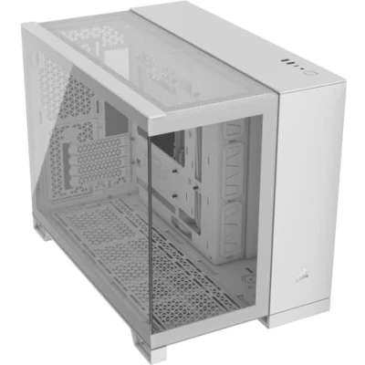 Imagen de CORSAIR 2500X Pequeña Torre mATX Caja de PC Doble Cámara Cristal Templado Panorámico Conexión Inversa Compatible con Placa Base Sin Ventiladores Incluidos Blanco