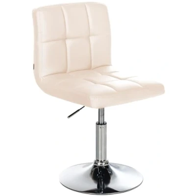 Imagen de CLP Taburete Bajo Palma V2 En Simil Cuero I Silla Lounge Regulable Altura &amp; Giratoria Butaca De Salón Moderna Acolchado, Color:Crema