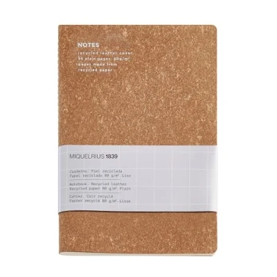 Imagen de Miquelrius Cuaderno flexible A5 (140 x 200 mm), Rayado interior liso, 48 Hojas blancas de 80 g/m², Cubierta piel reciclada, Color corcho