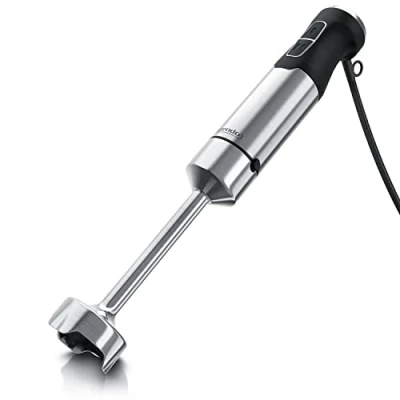 Imagen de Arendo Batidora de mano acero inoxidable 1000 W Cuchillo cuatro hojas inmersión Regulación velocidad continua Botón turbo Base extraíble Certificación GS