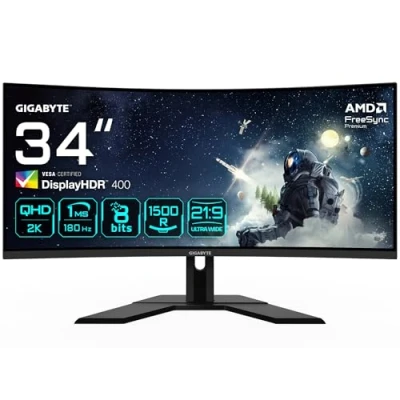 Imagen de Gigabyte G34WQCP 34&quot; Monitor Gaming Curvo WQHD 3440 x 1440, VA, 180Hz, 1ms, 1500R, 350 CD/m², FreeSync Premium, DisplayHDR 400, HDMI 2.0, DisplayPort 1.4
