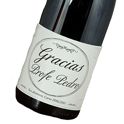 Imagen de Regalo para Profesores Personalizable: Botella de Vino &#039;Gracias Profe&#039; Personalizada con su Nombre, Fecha y dedicatoria, en Caja Madera