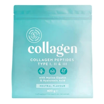 Imagen de Colágeno en Polvo 400g Péptidos de Colageno Hidrolizado con Acido Hialuronico y Elastina Marino Collagen Peptides Tipos I, II, III para la Piel Sin Sabor Alpha Foods