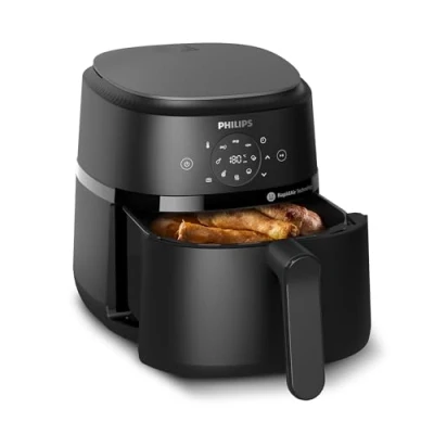 Imagen de Philips Airfryer serie 2000 4,2L 1500W de Potencia, Tecnología RapidAir, Pantalla táctil digital, 13 opciones cocción, 9 funciones preestablecidas, Hasta un 90% menos grasa, Negro (NA229/00)