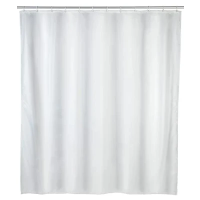 Imagen de WENKO cortina de baño anti moho uni Blanco Antibacteriana, lavable, con 8 anillos para ducha