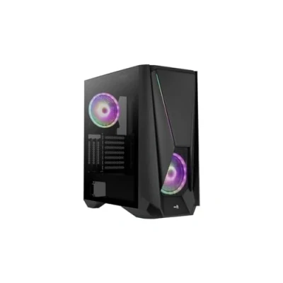 Imagen de Caja Pc E atx, Aerocool Visorbk, Cristal Templado+rejilla, 2xventilador Argb 14cm