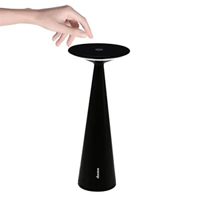 Imagen de Zafferano Dama Lámpara LED de Mesa Aluminio Regulable, Protección IP54, Uso Interior/Exterior, H29cm, Enchufe EU Negro, 2.2 W