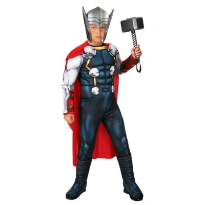 Imagen de Rubies Disfraz Thor Deluxe para niños, Jumpsuit, cubrebotas, máscara y capa, Oficial Marvel Carnaval, Navidad, Cumpleaños, Fiestas Halloween