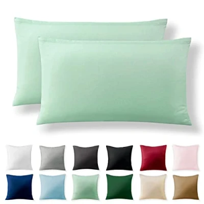 Imagen de Alreya Juego de 2 Fundas Almohada Renforcé 100% Algodón 40 x 80 cm Verde Hipoalergénica con Cremallera YKK