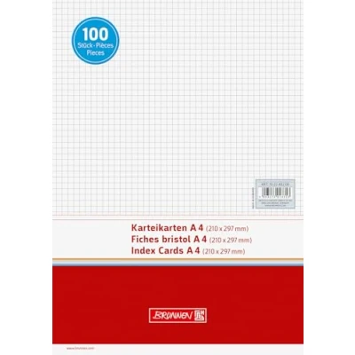 Imagen de Brunnen Paquete de 100 fichas (A4, horizontal, 180 g/m², cuadriculadas), color blanco