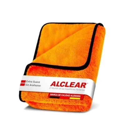 Imagen de ALCLEAR Paño para secar el Coche XXL de Secado Premium Extra Absorbente 90x60 cm sin rayones Antes pulir Naranja