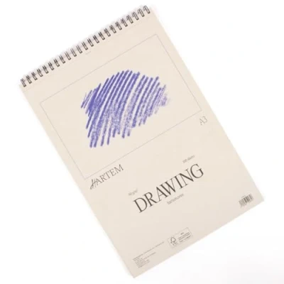 Imagen de Hartem Bloc de Dibujo 100 Hojas Encuadernación con Anillas Gramaje 90g/m2 Tamaño A3 (29,7 x 42 cm)