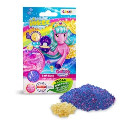 Imagen de INKEE Bath Dust Galupy Mermaid, Polvo de Sirena para la Bañera, Sales Baño con Efecto Crepitante y Aroma a Batido Plátano.