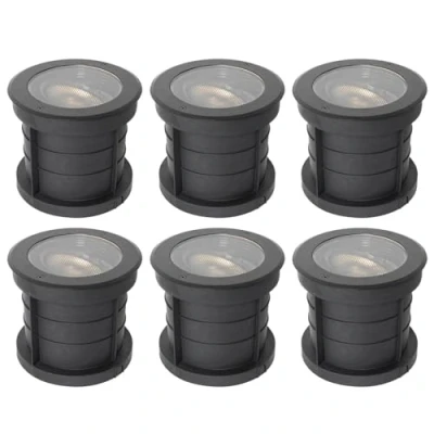 Imagen de QAZQA Moderno Set van 6 dimbare buiten grondspots zwart IP65 incl LED Delux Honey Aluminio /Vidrio /Plástico Redonda Adecuado para Max. 1 x 8 Watt