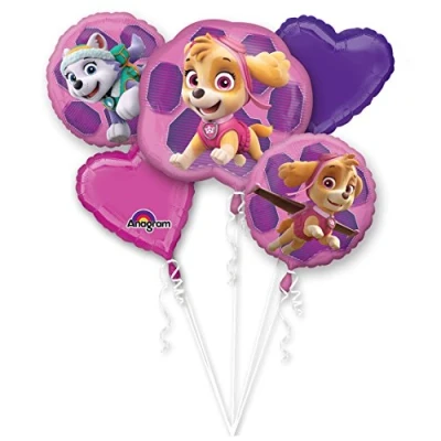 Imagen de Amscan Anagram 3482801 Ramo de globos con diseño Patrulla Canina (5 unidades), color rosa