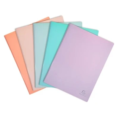 Imagen de Exacompta Ref. 8860E OPAK Cartón de 8 protectores documentos, 60 fundas cristal liso, 120 vistas, para tamaño A4, 24 x 32 cm, tapa polipro semirrígido, colores surtidos