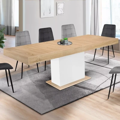 Imagen de IDMarket Mesa de comedor extensible rectangular Eden 6 10 personas, madera y blanco, 160 200 cm