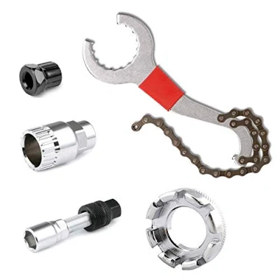 Imagen de KAILEE 5pcs Herramienta de Extracción Cassette Bicicleta, Extractor Bielas Bicicleta Herramientas Reparacion con Eje Pedalier y Remover Rueda Libre para Bicicletas