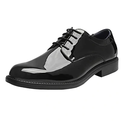 Imagen de Bruno Marc Zapatos de Cordones Zapatillas Casual Oxfords Clásico Formales Derby para Hombre Boda Fiesta Negro Brillante DOWNING 02 E Talla 45 (EUR)