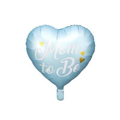 Imagen de PartyDeco Globo de aluminio azul &quot;Mom to Be&quot;, decoración grande en forma corazón, perfecto para fiestas revelación género, compatible con aire o helio