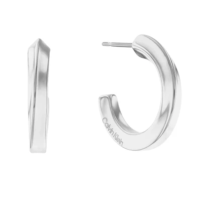 Imagen de Calvin Klein Polished SS Twist HOOP Pendientes, Mujer, Talla: One Size, Silver coloured