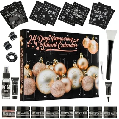 Imagen de Calendario Adviento Maquillaje 2024 para Mujeres Set de y Cuidado la Piel (Negro/Oro)