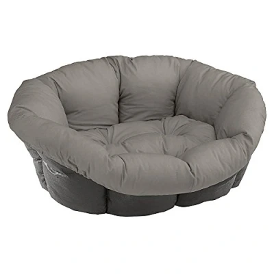 Imagen de Ferplast Cojín para cama de perros y gatos SOFÀ CUSHION 2 Funda acolchada animales tipo cesta plástico, Algodón lavable, Regulable con cordón elástico, 52 x 39 h 21 cm Gris