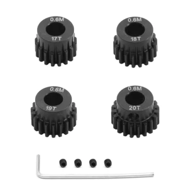 Imagen de Juego de 4 engranajes piñón acero M0.6 17T 18T 19T 20T, diámetro del agujero, piezas RC para motor cepillo sin escobillas 1/8