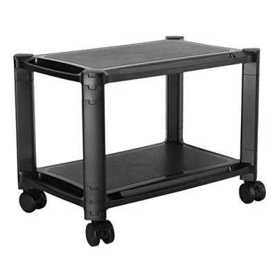 Imagen de RICOO Multi Almacenaje PC Soporte Impresora Escritorio Pedestal Mesa 2 Niveles pies rodantes WM4 L gabinete Ordenador portátil Tableta Altura Ajustable táctil Ruedas Ajustables/plástico