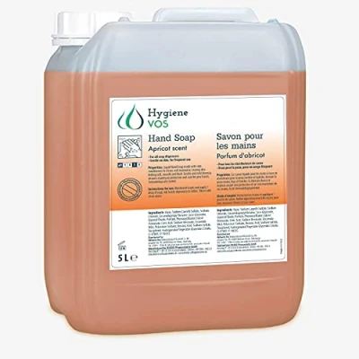 Imagen de Hygiene VOS 5 litro Jabón Líquido de Manos albaricoque pH Neutro Uso Diario. Fórmula Extra Suave y Biodegradable. Envase Económico 5L, ara Todo Tipo Dispensadores