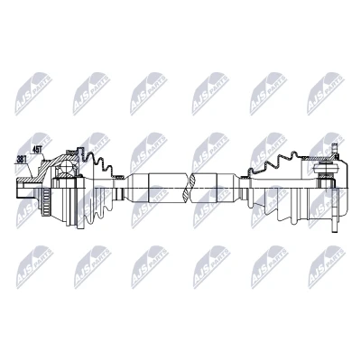 Imagen de NTY NPW AU 093 Árbol de transmisión Eje delantero, derecha 623mm Caja cambios manual AUDI: A4 B7 Avant, B5 Sedán, A6 C5 Avant