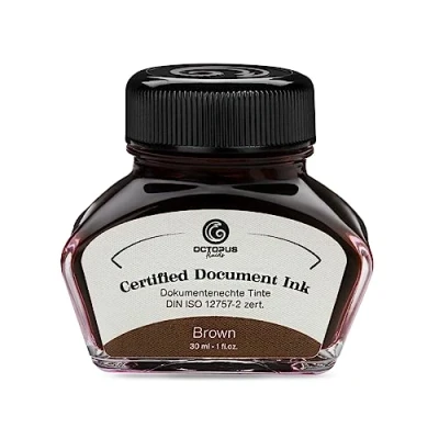 Imagen de Octopus Fluids Document Ink Brown Tinta indeleble certificada según DIN ISO 12757 2, marrón, 30 ml