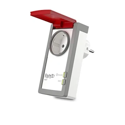 Imagen de AVM Fritz!Dect 210 International Toma de Corriente Inteligente, Interfaz en Español, Dect, Blanco/Rojo