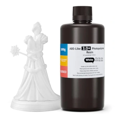 Imagen de ELEGOO ABS Like 3.0+ Resina para Impresora 3D Blanco 1000g, de Impresión Alta Resistencia al Calor, Menor Viscosidad y Contracción, Curado UV LCD 405nm