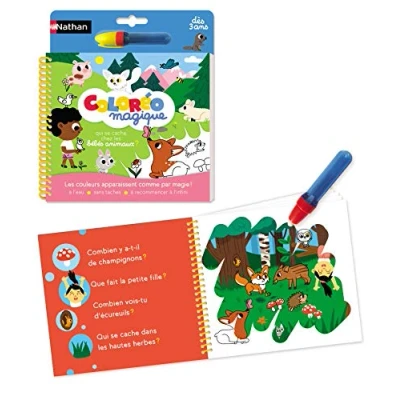 Imagen de Nathan Tier Colorido Bebés Animales Colorear mágico con Agua para rehacer infinitamente niños a Partir de 3 años, Multicolor, 1 unité (Lot 1) (diset 31615)