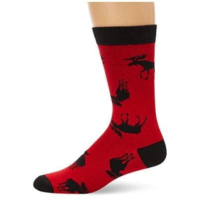 Imagen de Little Blue House Crew Socks Alce Calcetines, Rojo, (Moose on Red), Talla única para Hombre