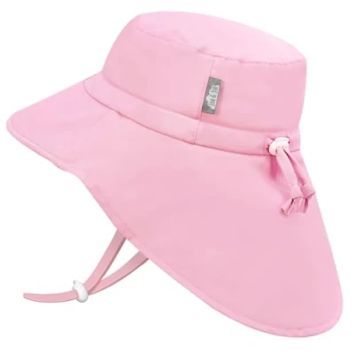 Imagen de JAN &amp; JUL Sombrero de sol ajustable resistente al agua para niñas, Rosa (Pink Sorbet), 2 5 años
