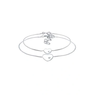 Imagen de Elli Pulseras Mujeres Juego Colgante Corazón Madre Hijo con Cristales en Plata de Ley 925
