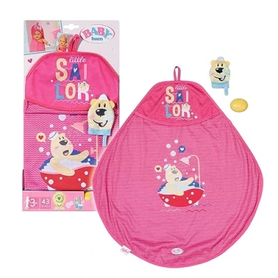 Imagen de BABY born Juego de Toallas con Capucha 43 cm, para niños a partir 3 años, Uso fácil manos pequeñas, Incluye Toalla y Jabón Juguete