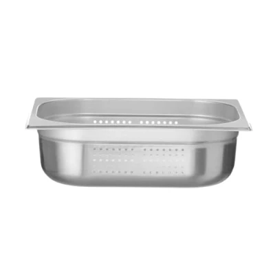 Imagen de HENDI Recipiente GN 1/2, con laterales y fondo perforados, contenedor GN, apilable, bordes lisos, resistente a temperaturas de 40 300C, 6,5L, altura: 100mm, acero inoxidable