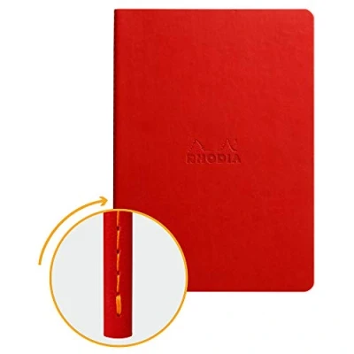 Imagen de Clairefontaine Rhodiarama Libreta grapada, textil, 64 páginas rayadas, marfil, A5, 14,8 x 21 cm, 90 g Frambuesa