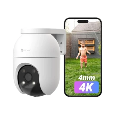 Imagen de EZVIZ 4K Cámara Vigilancia WiFi Exterior 360,8MP IP de Seguridad,Visión Nocturna a Color,Detección IA Persona/Vehículo,Seguimiento Zoom Auto,Audio Bidireccional,Sirena,Alexa/Google,C8c(4mm)