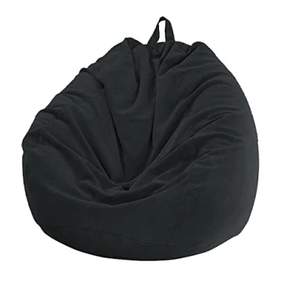 Imagen de Chickwin Funda de puf, Pera, sillón Pera sin Relleno, para Exterior e Interior, relajación, Chaise Longue salón, Dormitorio cojín (Negro, 70 x 80 cm)