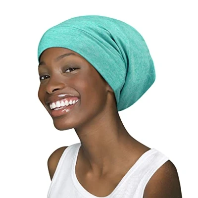 Imagen de gorro de dormir para el cabello, regalo verano cama encrespada, rizado, color verde y gris