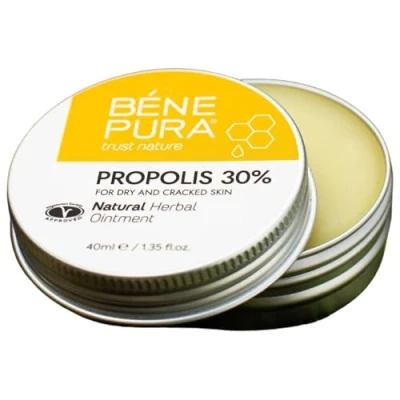 Imagen de BenePura Pomada Propóleo para Pieles Secas Apto Eczema, Psoriasis y Herpes Labial Hidrata la Piel Ungüento Natural con 30% 40 ml
