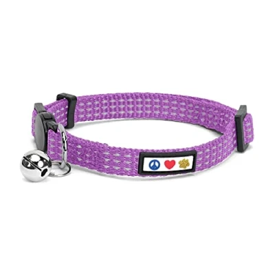 Imagen de Pawtitas Collar para Gato Ajustable Reflectante Hebilla De Seguridad con Campana Desmontable Orchidea