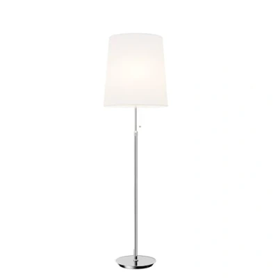 Imagen de Lucande lámpara de pie Pordis, 155cm, cromo, blanco, metal, textil