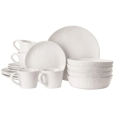 Imagen de Navaris Vajilla Completa para 4 Personas Vajillas Completas Modernas de Gres 16x Platos con y Cuencos Apto Microondas Lavavajillas Horno Blanco lino