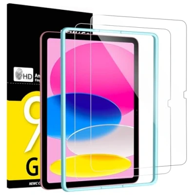 Imagen de NEW&#039;C 2 Piezas, Protector Pantalla para iPad 10ª Generación 10,9 Pulgadas (2022) y una Herramienta de alineación inclu, Antiarañazos, Cristal Templado Ultra Resistente